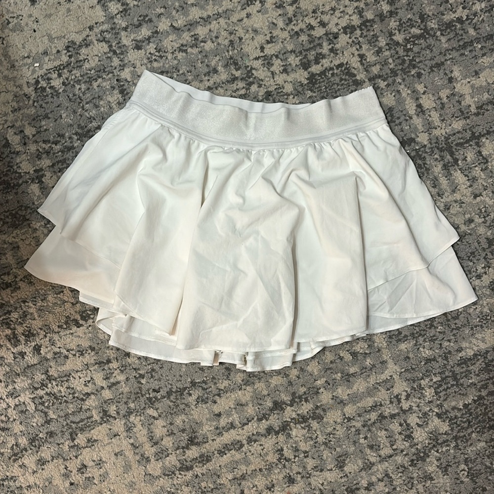 White lululemon pleaded skirt with built in shorts